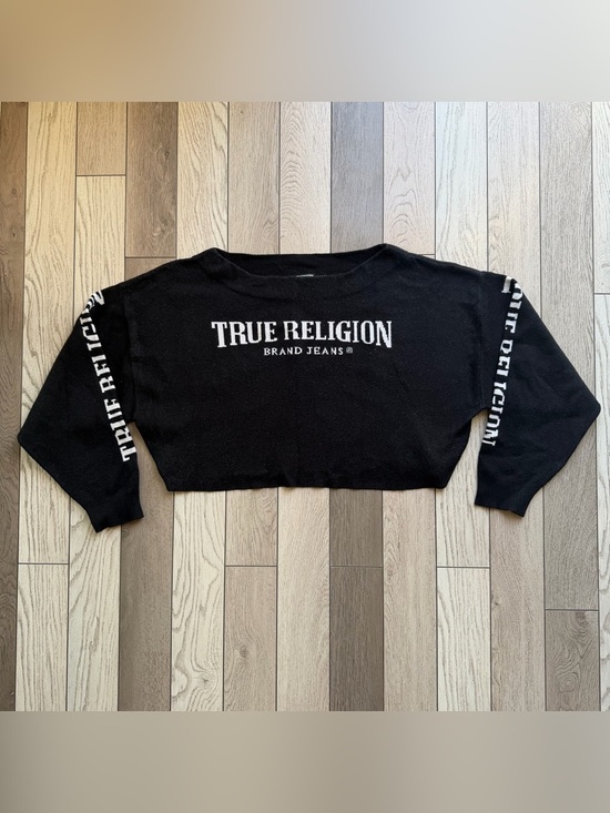 True Religion Tops - True Religion Black Logo Cropped Sweatshirt XL